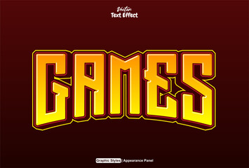 Games text effects with orange graphic style and can be edited.