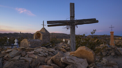 Cemetery in ghost town of Terlingua, Texas, USA