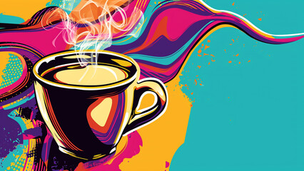 Bold Coffee Art A Vibrant Pop Masterpiece for Caffeine Enthusiasts