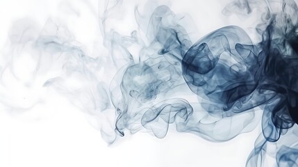 blue, translucent haze of smoke diffusing against a white background. Abstract smoke texture background. 
