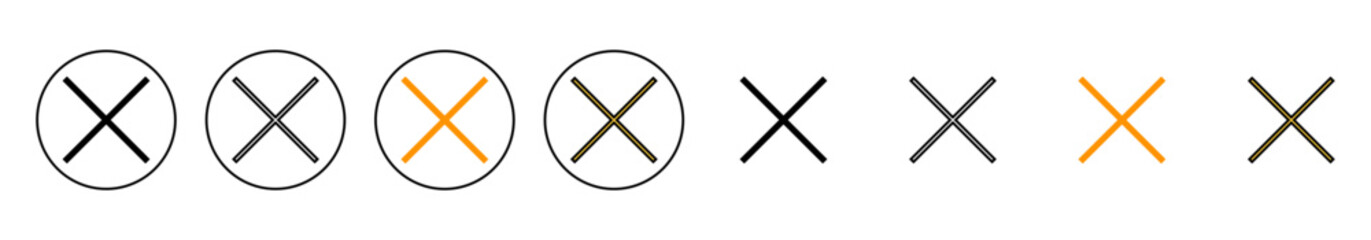 Close icon set vector. Delete sign and symbol. cross sign