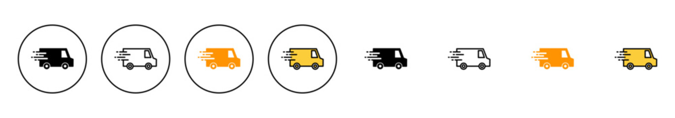 Delivery truck icon set vector. Delivery truck sign and symbol. Shipping fast delivery icon