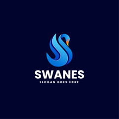 Vector Logo Illustration Swan Gradient Colorful Style