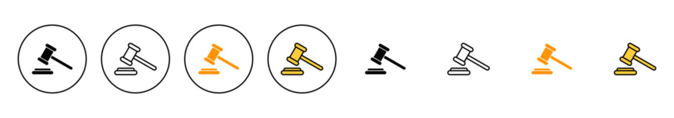 Gavel icon set vector. judge gavel sign and symbol. law icon. auction hammer