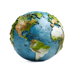 earth globe on white on transparent png background	
