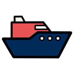Ship Filled Line Icon Vector Illustration 