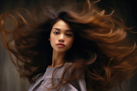 Indonesian Woman With Shoulder Length Hair