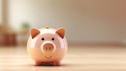 Smiling piggy bank isolated,  embodying savings triumph and financial prosperity