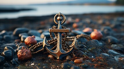 Metal anchor ship nautical marine navigation expedition