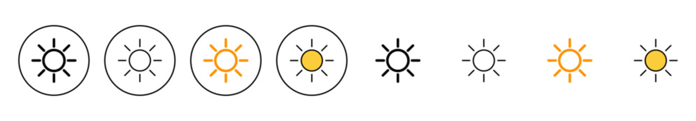 Sun icon set vector. Brightness sign and symbol.