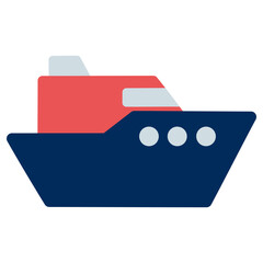 Ship Flat Line Icon Illustration 