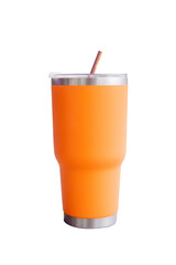 orange travel mug Isolated on white background