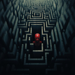 a maze, creating a surreal and unsettling image.