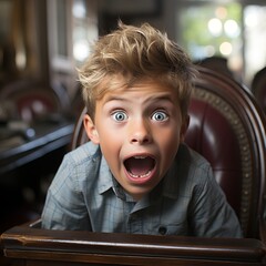 Portrait of a surprised Caucasian boy