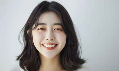 Portrait of beautiful korean women with white background, Generative AI