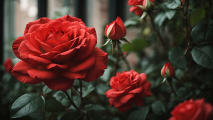 Fototapeta premium red roses in garden