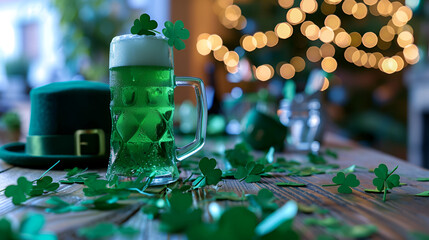 St. Patrick's Day background with space for text for a banner or flyer for St. Patrick's Day clover...