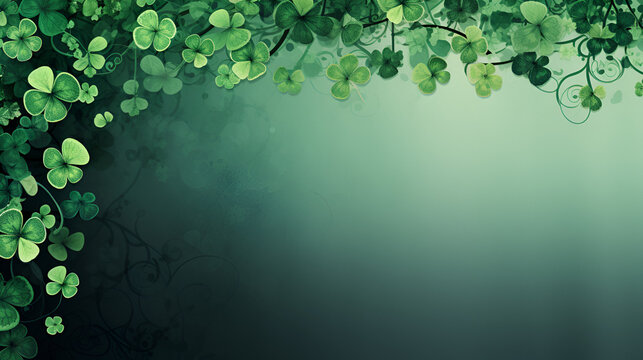 St. Patrick's day background with place for text for banner or flyer for st. patrick's day clover on green background