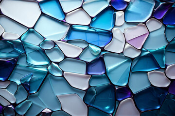 Abstract glass shapes in a textured geometric mosaic pattern