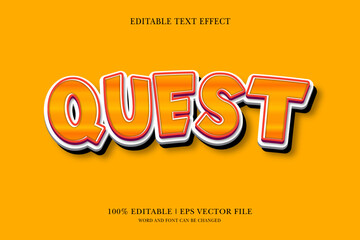 Fototapeta na wymiar Quest Editable text Effect with 3d vector design