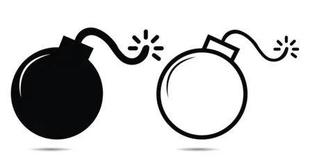 Fotobehang Bomb icon. bomb icon vector for web, computer and mobile app.dynamite icon,Dynamite burning stick vector design object,dynamite trendy filled icons from Army and war collection.Monochrome icon.  © Quirk Craft Studio