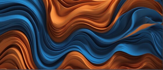 abstract illustration of blue and orange waves creating a sense of depth and movement