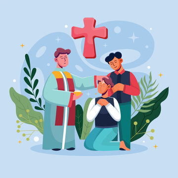 Celebrating Ash Wednesday in Church Illustration