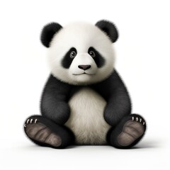 cute baby panda sitting on a white background