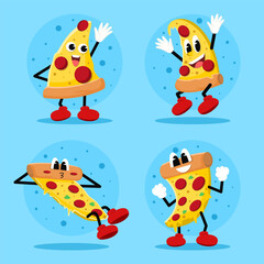 New York Style Pizza Character Sticker Set