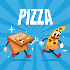 National Pizza Day Character Illustration