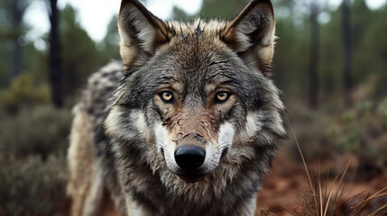 Naklejka na ściany i meble wolf in the woods