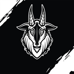 Obraz premium Black Cutout Goat Head Mascot Logo - Animals Mascot E-sport Logo, Vector Illustration Design