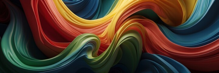 abstract illustration of blue, green and orange waves creating a sense of depth and movement