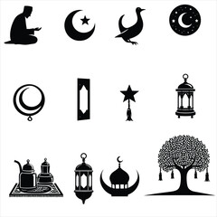 ramazan elements , ramadan elements set , ramadan kareem elements set collection ,arabic tradition , islamic symbols