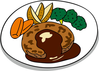 美味しそうなハンバーグのベクターイラスト