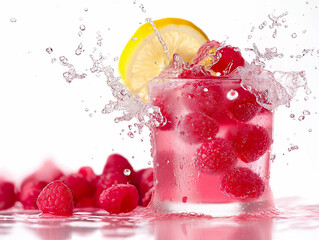 Capturing the zest of summer – a vibrant raspberry lemonade with a splash of pure joy in the air