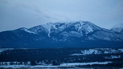 snow covered mountains in winter