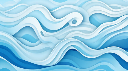 abstract ocean blue paper cut style wavy background