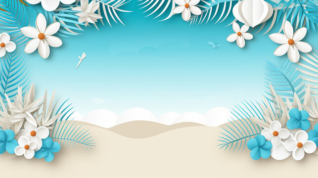 hello summer background template with flat pack