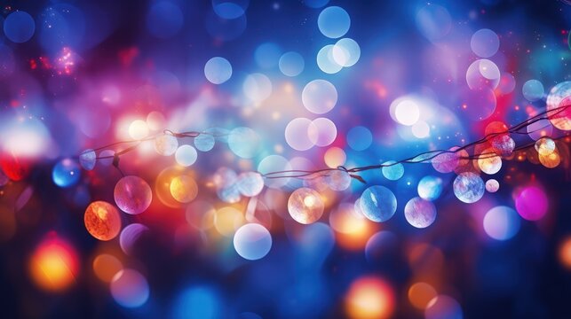 A composition of abstract colorful Christmas lights.