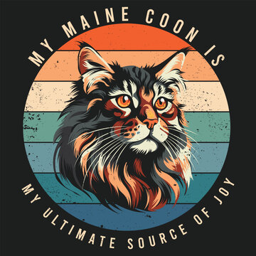 Maine Coon Cat Breed Vintage Style Tshirt design
