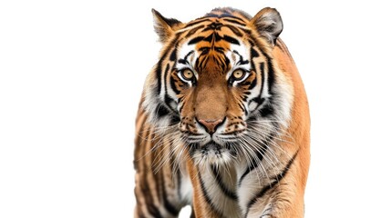 Tiger bengal action,Dangerous animal,Big hunter animal in the forest and isolated on white background 