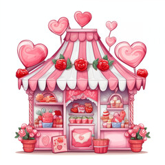 Watercolor Cute Valentines Candy Shop Clipart