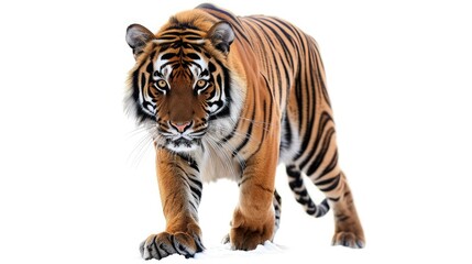 Fototapeta premium Tiger bengal action,Dangerous animal,Big hunter animal in the forest and isolated on white background 