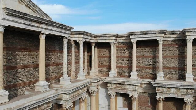 Birds eye view of the ancient temple of Artemis at Sardis. Turkey