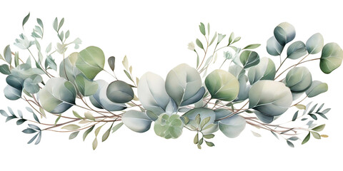 Watercolor frame with eucalyptus silver dollar. Botanical design  - obrazy, fototapety, plakaty