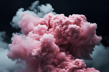 pink cloud isolated on black background