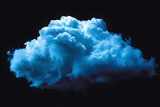 Blue Cloud Isolated On Black Background