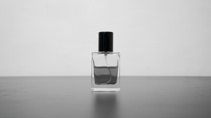 transparent glass perfume bottle