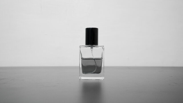 transparent glass perfume bottle